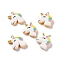 Opaque Resin Unicorn Pendants, with Platinum Tone Iron Loops, Colorful, 22.5x19x6mm, Hole: 2mm