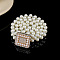 Alloy & Acrylic Imitation Pearl Beaded Elastic Chain Belts, White, Golden, Rectangle, 600~800mm