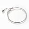 Brass European Style Bracelet Making, Nickel Free, with Iron Extender Chain, Platinum, 190x2.5mm