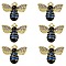 6Pcs Rack Plating Alloy Enamel Pendants, with Crystal Rhinestone, Cadmium Free & Nickel Free & Lead Free, Light Gold, Bees, Marine Blue, 19x23x5mm, Hole: 1.4mm