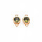 Brass Connector Charms, with Rhinestone, Nickel Free, Real 18K Gold Plated, Flat Round, Olivine, 9x5x3mm, Hole: 1mm