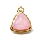Natural Rose Quartz Triangle Charms, 304 Stainless Steel Charms, Real 18K Gold Plated, 15x12x6mm, Hole: 1.5mm