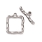 Non-Tarnish 304 Stainless Steel Toggle Clasps, Wavy Square, Stainless Steel Color, Square: 25.5x20.5x2.5mm, Hole: 1.8mm, Bar: 27x8.5x3.5mm, Hole: 2mm