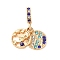 Rack Plating Alloy Colorful Rhinestone European Dangle Charms, Large Hole Mermaid & Flat Round Pendants, Cadmium Free & Nickel Free & Lead Free, Golden, 27mm, Hole: 5mm