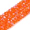 Electroplate Glass Beads Strands, Half Rainbow Plated, Faceted, Rondelle, Orange, 3.5~3.8x3mm, Hole: 0.4mm, about 105~110pcs/strand, 29~31cm