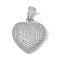 Brass Micro Pave Cubic Zirconia Pendants, Cadmium Free & Lead Free, Heart, Platinum, 28x25.5x8mm, Hole: 8.5x6mm