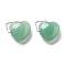 Natural Green Aventurine Pendants, Heart Charms with Platinum Tone Brass Findings, 15~16x16~16.5x7.5mm, Hole: 2.5~4x4~7mm