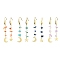 4 Pairs 4 Style Moon & Star 304 Stainless Steel Dangle Earrings, Gemstone Chip Beaded Earrings for Women, 62~67x10~10.5mm, 1 pair/style