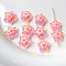 Handmade Lampwork Beads, Famille Rose Porcelain, Star, Hot Pink, 13x6mm, Hole: 1.2mm