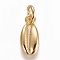 Brass Charms, Cowrie Shell, Golden, 12.5x6x2mm, Hole: 3mm