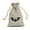 Halloween Burlap Packing Pouches, Drawstring Bags, Rectangle with Bat Pattern, Tan, 15x10cm