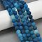 Natural Druzy Agate Beads Strands, Round, Frosted, Dyed & Heated, Royal Blue, 8mm, Hole: 1.2mm, about 48pcs/strand, 15.55''(39.5cm)