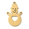 Christmas 304 Stainless Steel Chandelier Component Links, Laser Cut Snowman Links, Real 18K Gold Plated, 23x14.5x1mm, Hole: 1.5mm and 1.2mm