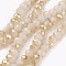 Electroplate Glass Beads Strands, Imitation Jade Glass, Half Rainbow Plated, Faceted, Rondelle, Linen, 6x4~5mm, Hole: 0.8~1mm, about 88~92pcs/strand, 15.5 inch~16 inch(39~45cm)