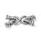Rack Plating Brass with Clear Cubic Zirconia Fold Over Clasps, Long-Lasting Plated, Infinity, Platinum, 21x10x3.5mm
