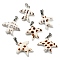 Natural Spiral Shell Pendants, Swallow Charms with Platinum Plated Alloy Snap on Bails, Coconut Brown, 18.5x22x4mm, Hole: 6x2mm