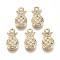 Brass Micro Pave Clear Cubic Zirconia Charms, Nickel Free, Pineapple Shape, Real 18K Gold Plated, 13.5x7.5x2mm, Hole: 1.2mm