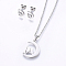 Tarnish Resistant 304 Stainless Steel Jewelry Sets, Stud Earrings and Pendant Necklaces, Moon with Owl, Stainless Steel Color, Necklace: 17.7 inch(45cm), Stud Earrings: 9x7.5x1.2mm, Pin: 0.8mm