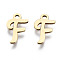 201 Stainless Steel Charms, Laser Cut, Alphabet, Golden, Letter.F, 12x8x1mm, Hole: 1.4mm