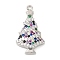 Rack Plating Brass Pave Cubic Zirconia Pendants, Long-Lasting Plated, Cadmium Free & Lead Free, Christmas Tree, Platinum, 23.5x13x3.5mm, Hole: 1.2mm