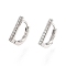 Clear Cubic Zirconia Rectangle Hoop Earrings, Brass Jewelry for Women, Nickel Free, Real Platinum Plated, 12x10.5x2mm, Pin: 1mm