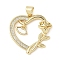 Brass Micro Pave Clear Cubic Zirconia Pendants, Cadmium Free & Lead Free, with Shell, Heart, Real 18K Gold Plated, 23.5x24.5x4mm, Hole: 4x3.5mm