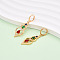 Brass Micro Pave Cubic Zirconia Leverback Earrings, Long-Lasting Plated, Gourd, Golden, Colorful, 44.5x12.5mm