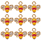 40Pcs Alloy Enamel Charms, with Rhinestone, Bee Charm, Dark Red, 12.5x14.5x2.5mm, Hole: 1.8mm