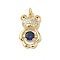 Brass Micro Pave Cubic Zirconia Pendants, Bear, Cadmium Free & Lead Free, Long-Lasting Plated, with Jump Ring, Dark Blue, 20x12x3mm, Hole: 3mm