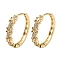 Brass with Clear Cubic Zirconia Hoop Earrings, Butterfly, Light Gold, 24.5x5mm