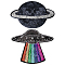 2Pcs 2 Style Planet Computerized Embroidery Polyester Ornament Accessories, Paillette Cloth Iron on Patches, Mixed Color, 147~184x216~227mm, 1pc/style