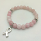 Fashion Natural Rhodochrosite Beads Stretch Bracelets, Alloy Awareness Ribbon Charms Bracelets without Paper Card