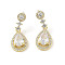 Teardrop Brass Pave Clear Cubic Zirconia Dangle Earrings with Glass for Women, Real 18K Gold Plated, 27x10.5mm