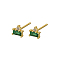 S925 Sterling Silver Rectangle Stud Earrings, with Clear Cubic Zirconia, Golden, 4.5x0.05mm