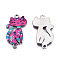 Printed Alloy Kitten Links connectors, with Enamel, Cartoon Cat, Platinum, Hot Pink, 29.5x16.5x2mm, Hole: 1.8mm