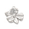 304 Stainless Steel Pendants, Flower Charm, Stainless Steel Color, 27x26x3mm, Hole: 3mm