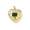 Brass Micro Pave Cubic Zirconia Locket Pendants, Heart Charm, Real 18K Gold Plated, Green, 19x18.5x10mm, Hole: 4x2.5mm, Inner Diameter: 14x13.5mm