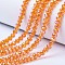 Electroplate Glass Beads Strands, AB Color Plated, Faceted, Rondelle, Dark Orange, 4x3mm, Hole: 0.4mm, about 110~115pcs/strand, 39~40cm