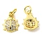 Rack Plating Brass Micro Pave Cubic Zirconia Charms, with Jump Ring, Ladybugs, Real 18K Gold Plated, 12.5x10x2.4mm, Hole: 3.2mm  