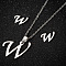 201 Stainless Steel Pendant Necklaces & Stud Earrings Sets, Letter W, 400mm