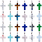 24Pcs 12 Styles Gemstone Pendants, with Stainless Steel Snap On Bails, Cross, 29~30x18~19x5~6mm, Hole: 6x4mm, 2pcs/style