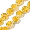 Handmade Lampwork Beads Strands, Flat Round with Vortex, Gold, 10~11x4mm, Hole: 0.7mm, about 38pcs/strand, 14.29~14.57''(36.3~37cm)