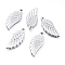 Tarnish Resistant 304 Stainless Steel Pendants, Wing, Stainless Steel Color, 35x14.5x3.5mm, Hole: 2.5mm