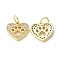 Brass Micro Pave Cubic Zirconia Pendants, Lead Free & Cadmium Free, Heart, Real 18K Gold Plated, 11x11.5x2mm