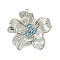 304 Stainless Steel Pendants, with Rhinestone, Flower Charm, Stainless Steel Color, Light Sapphire, 26x24.5x4mm, Hole: 1.2mm