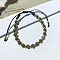 Glass Braided Bead Bracelet, Adjustable Bracelet, Dark Olive Green