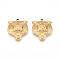 304 Stainless Steel Pendants, Ion Plating(IP), Tiger Charms, Real 18K Gold Plated, 22.5x20x5.5mm, Hole: 1.5mm