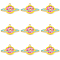 Alloy Enamel Pendants, Golden, Doughnut with Planet Charm, Yellow, 15.5x25x1.5mm, Hole: 1.6mm