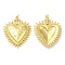 Eco-Friendly Brass Pendants, with Jump Ring, [Lead Free & Cadmium Free, Heart Charm, Real 18K Gold Plated, 38.5x31.5x4mm, Hole: 3mm