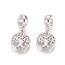 Brass Micro Pave Clear Cubic Zirconia European Dangle Charms, Large Hole Pendants, Flat Round with Tree of Life, Platinum, 23mm, Hole: 5mm, Flat Round: 14x12x2mm